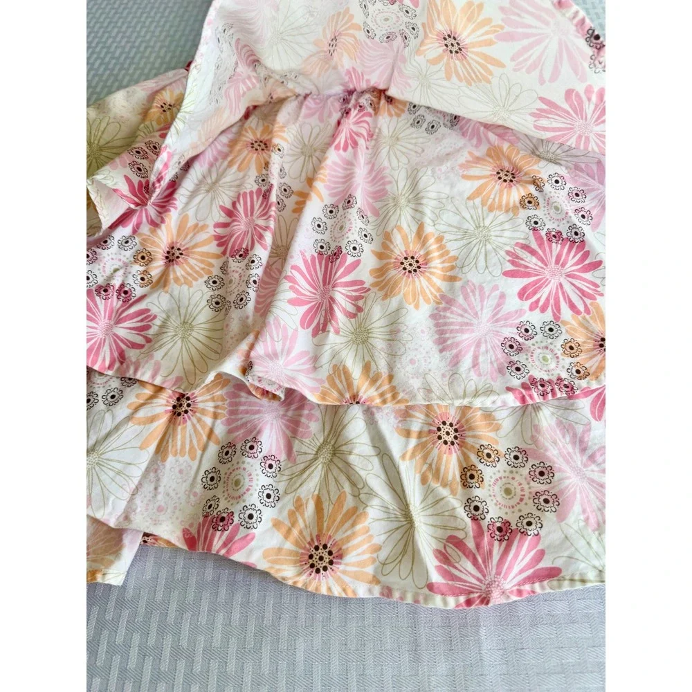 Carters Girls Floral Tiered Ruffle Dress Pink Orange Daisy Sundress Size 6x